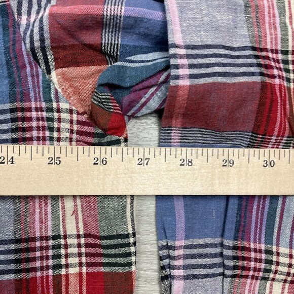 Polo Ralph Lauren Shirt Mens Extra Large Blue Red Linen Cotton Plaid Pockets - Picture 7 of 9